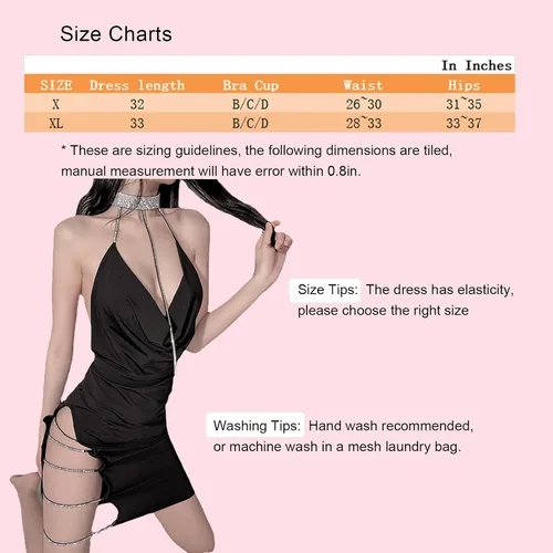 Vista 6 de Vestido de lencería sexy con espalda abierta, uniforme exótico, camisón halter recortado, ropa de dormir en V