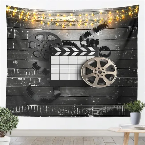 Vista 26 de Homewish Theater Cinema Poster Tapestry,Retro Movie Wall Hanging Art Popcorn Wall Blankets Movie Night Poster Tapestries for Kids Teens Girls Boys