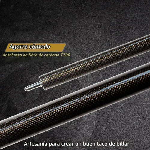 Vista 6 de Taco de piscina profesional de fibra de carbono de 58 pulgadas, estructura de 1/2 con conector de liberación rápida de 3 dientes, punta de cuero