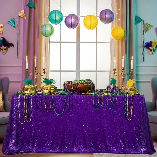 Vista 67 de B-COOL Mantel de lentejuelas con brillo para mesas, color azul bebé, mantel de lentejuelas para decoración de mesas, para bodas, Navidad