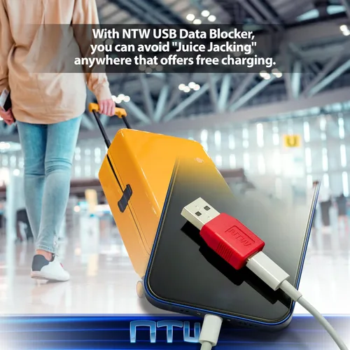 Vista 4 de NTW Bloqueador de datos USB/adaptador de cargador - Carga segura, protección de sincronización de datos, prevención de extracción de jugos - Solo