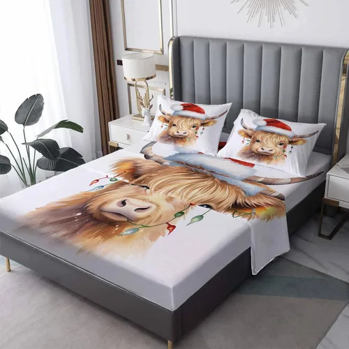 Vista 11 de Juego de sábanas tamaño individual: sábanas de Navidad, sábanas y fundas de almohada de Navidad rojo y verde, microfibra suave, bolsillo profundo