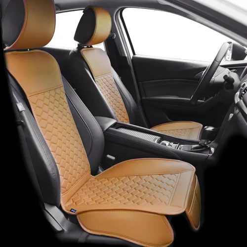 Vista 15 de Elantrip Fundas para Asiento de Coche de Cuero, Protector de Asiento de Coche para Mujeres, Compatible con Airbag, Funda de PU con Patrón de Beige