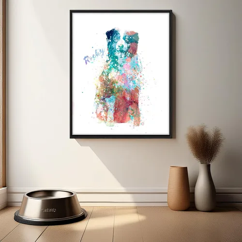 Vista 2 de Personal-Prints Regalo de arte personalizado para pared de perro, impresión artística moderna personalizada única de estilo acuarela La raza