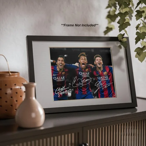 Vista 5 de Ikonic Fotohaus Lionel Messi Neymar Jr Luis Suárez con foto firmada y autógrafo, arte de pared para decoración del hogar