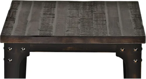 Vista 5 de Steve Silver Sherlock Mesa auxiliar cuadrada de estilo industrial, madera maciza maciza con base de hierro, acabado envejecido, mesa auxiliar