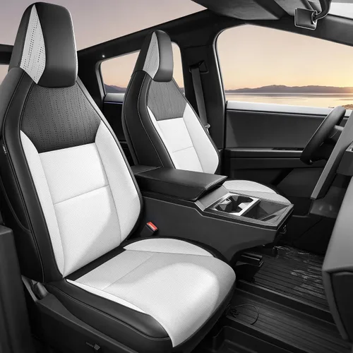 Vista 11 de Funda de asiento para Tesla Modelo Y 2020-2024, impermeable, de piel de napa totalmente envuelta (TY-rojo + negro)