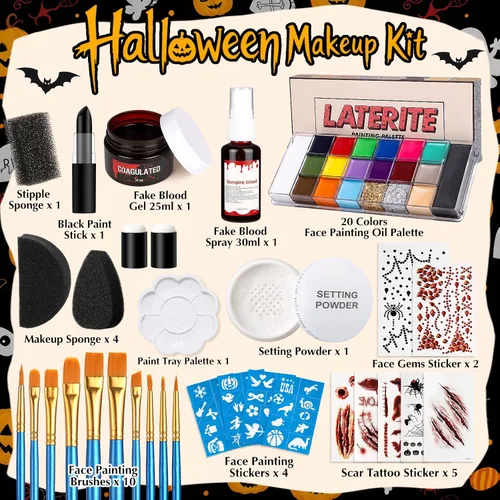 Vista 2 de UCANBE Kit de maquillaje SFX de Halloween - Paleta de aceite de pintura