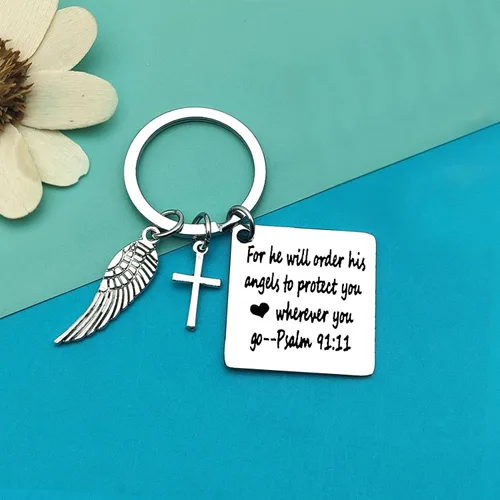 Vista 2 de Llavero cristiano de regalo para mujeres y hombres, joyería religiosa, regalos de primera comunión, regalos de cumpleaños, bautismo, llavero