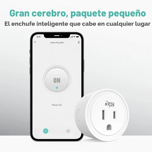 Vista 3 de KMC - Enchufe inteligente mini, paquete de 4, tomas de corriente Wi-Fi para hogar inteligente, control remoto de luces y dispositivos desde