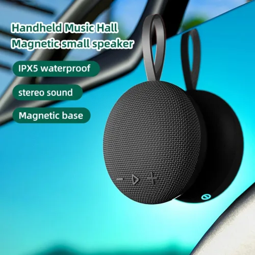 Vista 2 de Altavoz Bluetooth magnético de 6 W con sonido HiFi con reproducción de tarjeta TF, micrófono integrado, BT5.3, emparejamiento TWS, IPX6 impermeable
