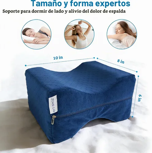 Vista 2 de Almohada de rodilla para dormir de lado, almohada de alivio del dolor de ciática, cojín de espuma viscoelástica para dormir de lado, almohadas Azul