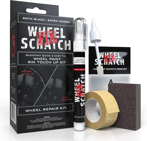 Vista 16 de Wheel Scratch Fix - Kit de retoque de llantas rápido y fácil, colores universales (negro (brillo))