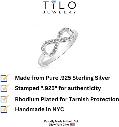 Vista 3 de TILO JEWELRY Anillo Forever Infinity de plata de ley 925 con circonita cúbica