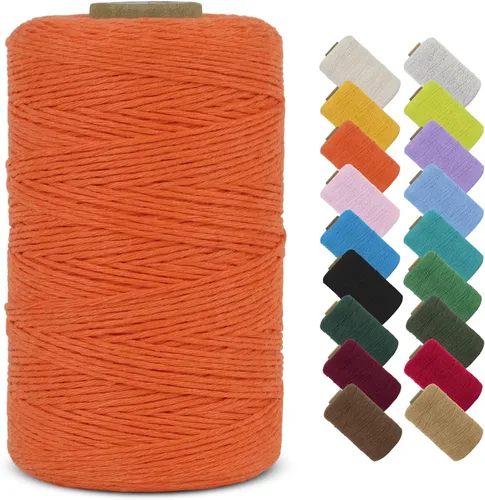 Vista 25 de Cuerda de macramé de algodón natural de 0.039 in x 426 yardas, cuerda de colores para manualidades, fabricación de joyas, colgar en la pared Verde