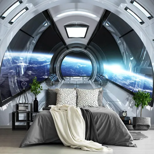 Vista 24 de Papel tapiz espacial 3D para dormitorio, murales de pared extra grandes para sala de estar, 151 x 105 pulgadas (no se puede despegar ni pegar)