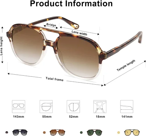 Vista 4 de SOJOS Gafas de sol estilo aviador polarizadas retro para mujeres y hombres, clásicos de los años 70, estilo vintage, cuadrados, estilo aviador