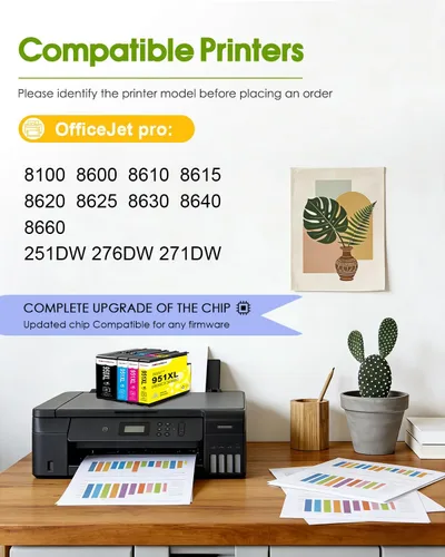 Vista 2 de 950XL 951XL - Cartuchos de tinta compatibles con cartuchos de tinta HP 950XL y 951XL, paquete combinado de repuesto para impresora Office Jet Pro