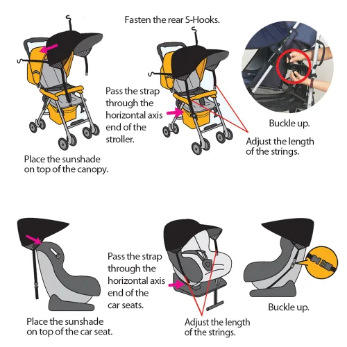 Vista 4 de Manito parasol para carriolas y asientos de auto (7 colores disponibles), Negro