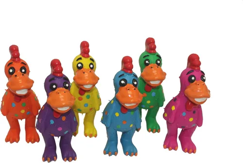 Vista 2 de Multipet Globken - Juguete de látex con forma de pollo y hipopótamo para perros, tamaño surtido