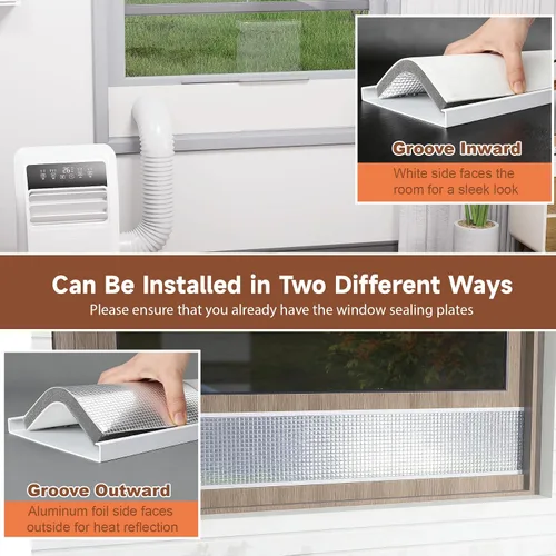 Vista 3 de BJADE'S Paneles de espuma aislados con papel de aluminio, kit de sellado de ventana de CA portátil impermeable, paneles aislantes resistentes
