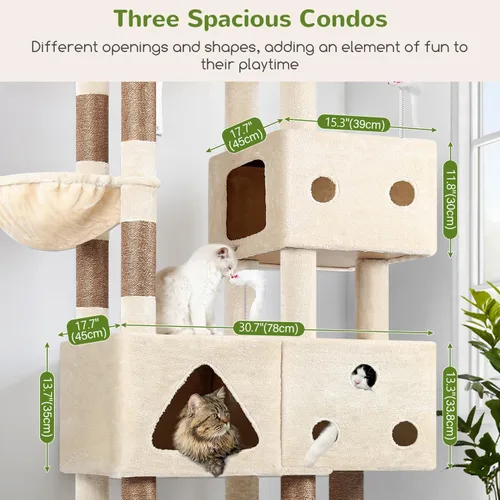 Vista 4 de Globlazer Torre Extra Grande para Gatos, Árbol de Gato de 81 Pulgadas de Altura para Gatos Grandes de 20 Libras, Torre XXL de Rascado para Gatos