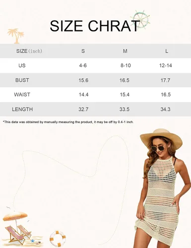 Vista 6 de Micoson Women's Swimsuit Coverup Sexy Hollow Out Bathing Suit Bikini Crochet Cover Ups Beach Swimwear