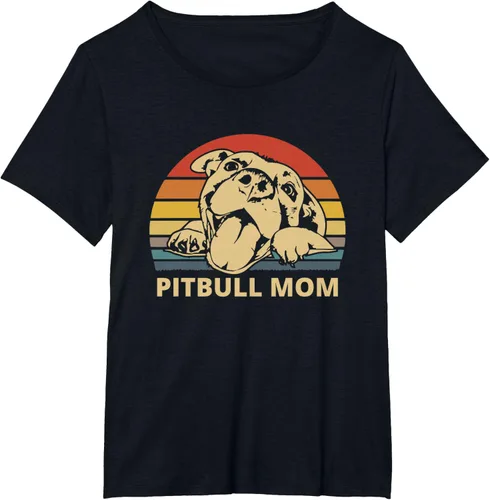 Vista 9 de Vintage Pitbull Mom Happy smiling Pitbull Mom on Sunset T-Shirt, Negro
