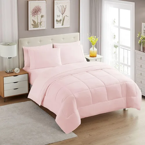 Vista 125 de Sweet Home Collection Juego de edredón de 7 piezas de color sólido para todas las estaciones, manta alternativa de plumón suave y lujosas sábanas