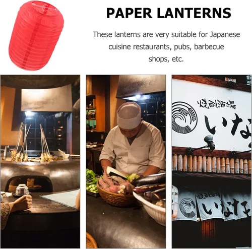 Vista 2 de Uonlytech Faroles de papel plegables japoneses de 7.48 x 7.48 x 11.41 pulgadas, paquete de 2 faroles decorativos para el hogar, restaurante, fiesta
