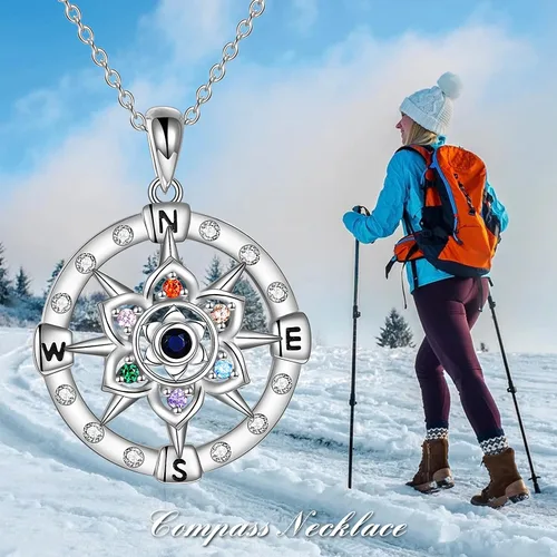 Vista 13 de LUHE Collar de plata de ley con dije de pentagrama de chakras y luna, pentáculo, celta, pagano, wiccano, amuleto mágico para mujeres, adolescentes