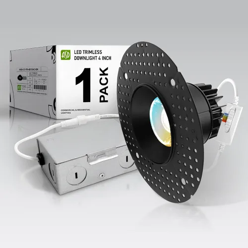 Vista 12 de ASD Lámpara de techo empotrable LED de cardán sin bordes de 2 pulgadas, luz descendente direccional ajustable con caja de conexiones, 5CCT