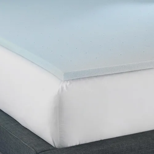 Vista 8 de Cubrecolchón de espuma viscoelástica de 3 pulgadas, con infusión de gel, diseño ventilado, espuma certificada CertiPUR-US, color azul