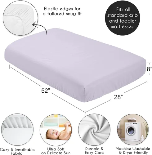 Vista 4 de Sweet Jojo Designs Sábanas ajustables para cuna de bebé (morado sólido) para niñas, guardería infantil, habitación de niños pequeños