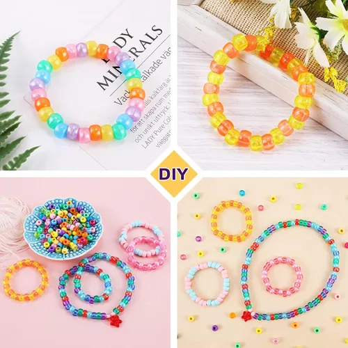 Vista 8 de Pony Beads Rainbow Kandi para hacer pulseras y joyas con banda de goma y cuentas