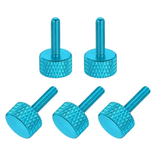 Vista 78 de MECCANIXITY 5 piezas M6x14mm Tornillos de pulgar estriado de cabeza plana, pernos de rosca completa de aleación de aluminio sólido para carcasas