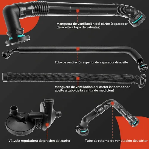 Vista 4 de A-Premium Kit de 5 piezas de válvula de ventilación del cárter (PCV) y manguera de respiradero, separador de ventilación, compatible con modelos BMW