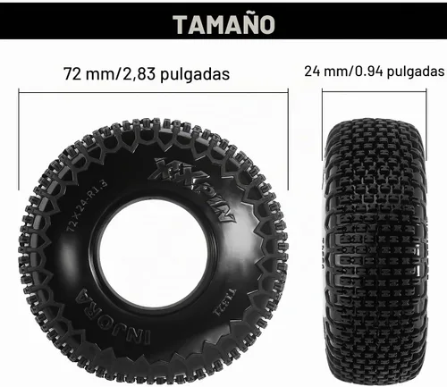 Vista 5 de INJORA Neumáticos Pin de 1.3" XHX para TRX4M SCX24, 72 * 24mm, Compuesto S5, 4 unidades (T1321)