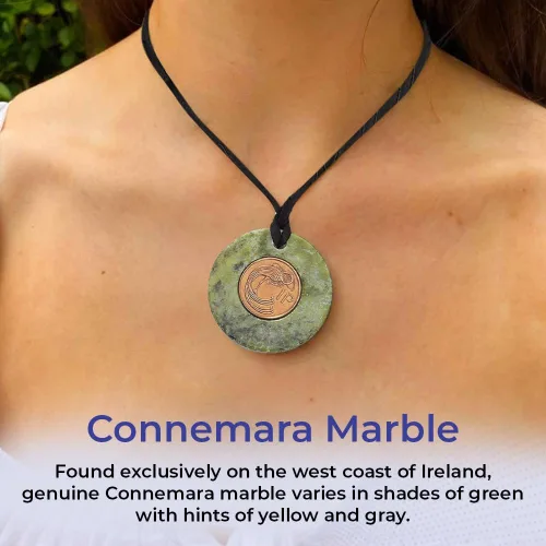 Vista 3 de Connemara - Collar de mármol irlandés Penny con colgante para mujer, cordón de 18 pulgadas, Piedra