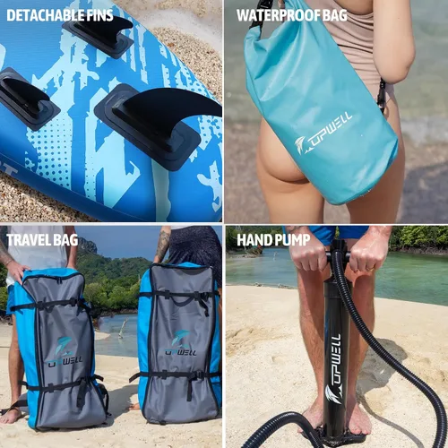 Vista 3 de UPWELL 11’6”/11'2”/11'/10'8”/10'6”/10'2” Inflatable Stand Up Paddle Board with sup Accessories Including Backpack, Repairing Kits, Non-Slip Deck