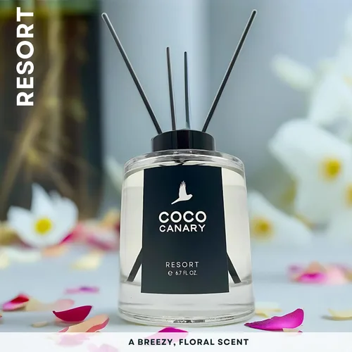 Vista 5 de Coco Canary Difusores de varillas de 6.7 onzas para el hogar, centro turístico, aroma floral de larga duración, té verde y jazmín, brisa floral