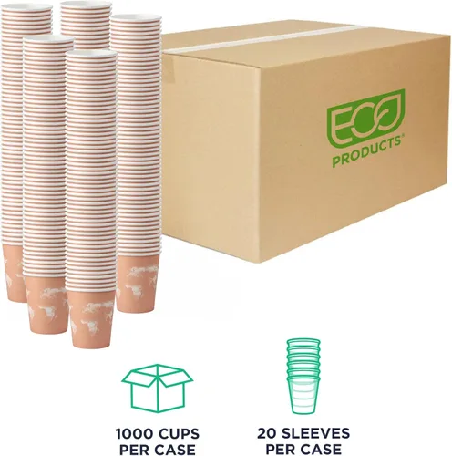 Vista 2 de ECO PRODUCTS World Art - Tazas de café desechables, tazas de papel, 8 onzas