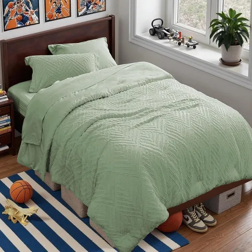 Vista 32 de Zzlpp Juego de edredón individual de 5 piezas, ropa de cama beige en una 01 - Beige