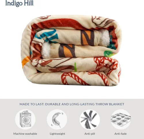 Vista 83 de Indigo Hill by HiEnd Accents Acadia - Manta de sherpa con estampado de pinos bosques, naturaleza, bosque, montaña, manta occidental para acampar al