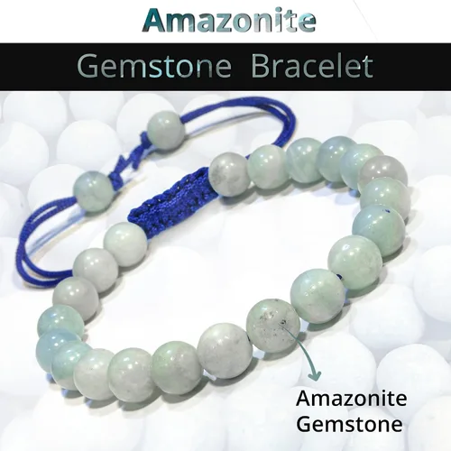 Vista 59 de Adjustable Crystal Bracelet – Gemstone Bead Bracelet with Adjustable Macrame String – Chic Gemstone Bracelet for Men and Women – 8mm Round Healing