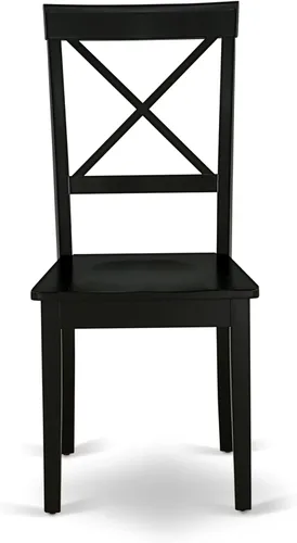 Vista 10 de East West Furniture AMBO3-BCH-W Juego de mesa y sillas de cocina de 3 piezas contiene una mesa de comedor redonda con pedestal y 2 sillas de asiento
