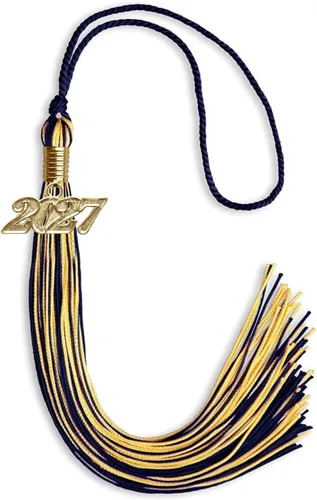 Vista 293 de Endea Graduation - Borla de doble color mixto con fecha dorada (negro/dorado antiguo, 2021)