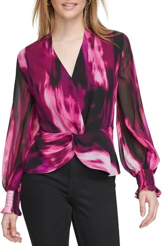 Vista 4 de Calvin Klein Blusa estampada con cuello en V para mujer