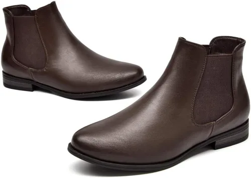 Vista 5 de VJH confort Botín Chelsea elástico para mujer, con punta redonda de almendra occidental, tacón bajo