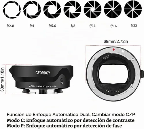 Vista 7 de Adaptador de montaje de lente de enfoque automático Canon EF/EF-S a
